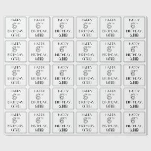 Papel De Regalo FELIZ SEIS CUMPLEAÑOS; Estilo Art Deco; Nombre per