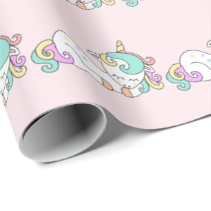 Papel De Regalo Feliz sueño, bebé rosa de Unicornio