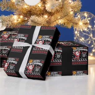 Papel De Regalo Feliz Swishmas Baloncesto Feo Navidad Xmas