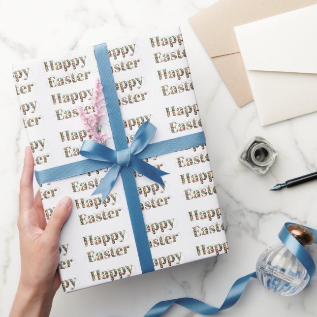 Papel De Regalo Feliz texto decorativo de Pascua (Regalar)