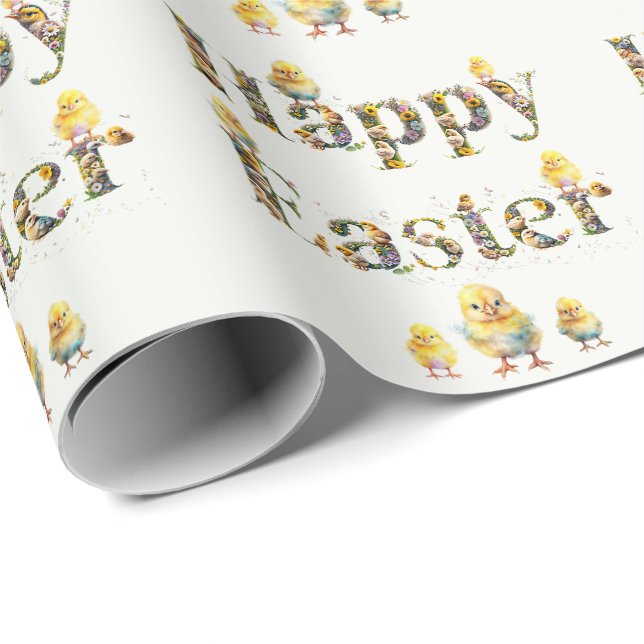 Papel De Regalo Feliz texto decorativo de Pascua Modas bebé (Esquina del rollo)
