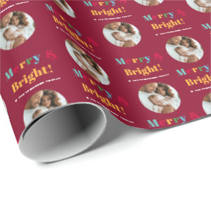 Papel De Regalo Feliz y Brillante Foto Familiar Personalizada de N