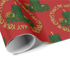 PAPEL DE REGALO FELIZ Y LUMINOSA, NAVIDADES VERDES REVESTIDOS DE R