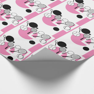 Papel De Regalo Femenino negro blanco rosado del tenis