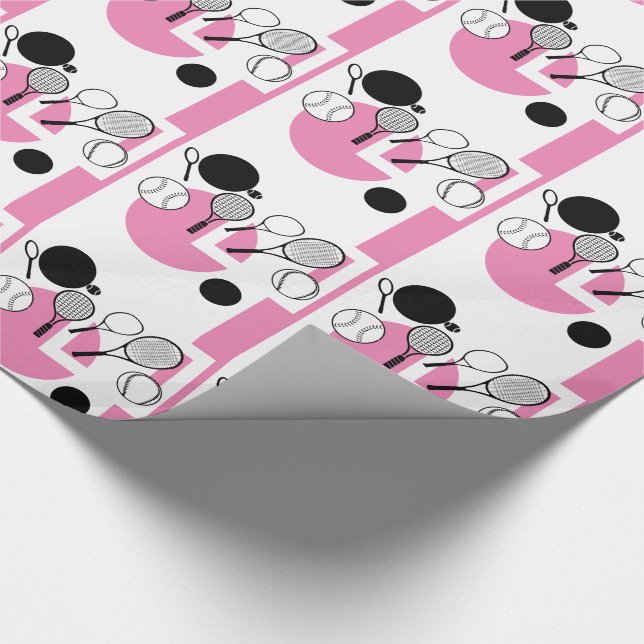Papel De Regalo Femenino negro blanco rosado del tenis (Esquina)
