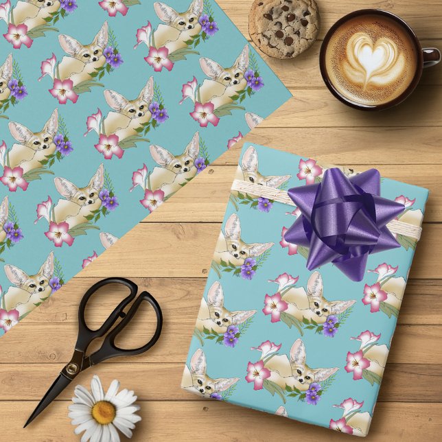 Papel De Regalo Fennec Fox Flowers Cute (Subido por el creador)