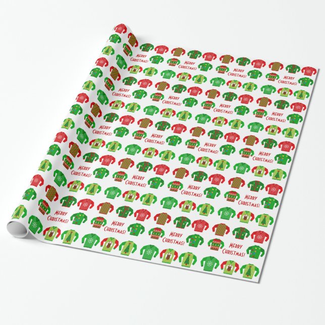 Papel de regalo feo del suéter del navidad (Desenrollado)