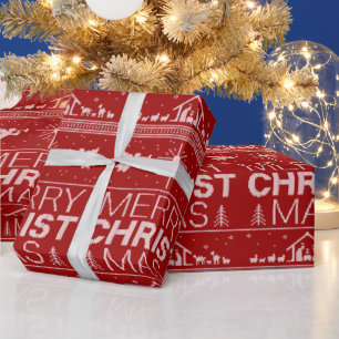 Papel De Regalo Feo merry CRISTmas Sweater Rojo Cristiano Blanco