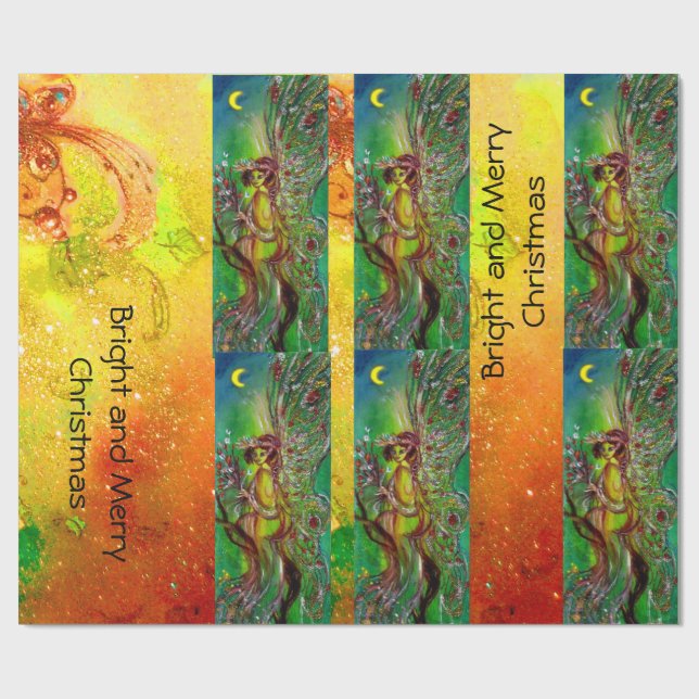 PAPEL DE REGALO FERIA DE NAVIDADES VERDES, DERRAMES DE ORO, HERRAM (Superficie plana)