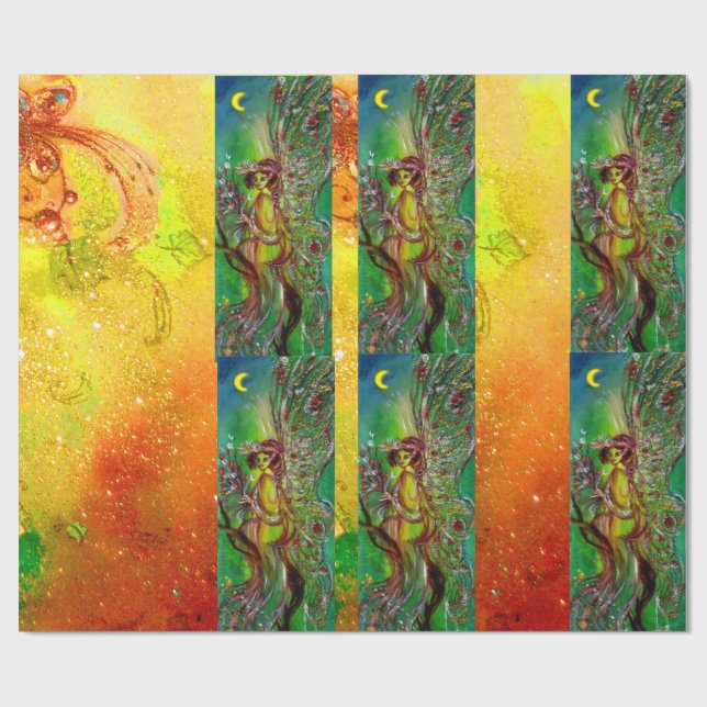 PAPEL DE REGALO FERIA DE NAVIDADES VERDES, DERRAMES DE ORO, HERRAM (Superficie plana)