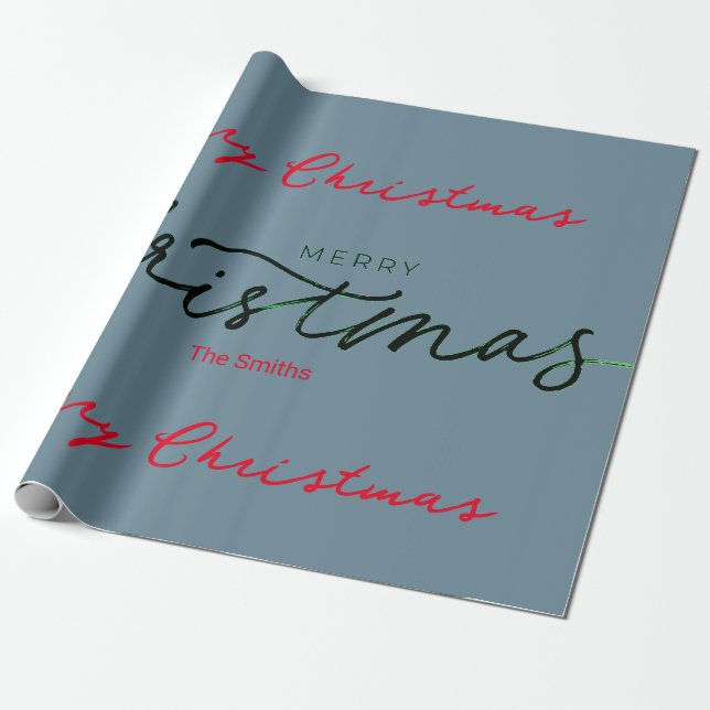 PAPEL DE REGALO FERIADO PERSONALIZADO CHRISTMAS GIFT WRAP GRY BLUE (Desenrollado)
