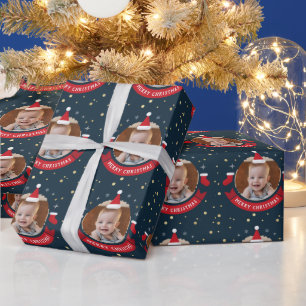 Papel De Regalo Feriado Personalizado de bebé Navidades Santa Hat