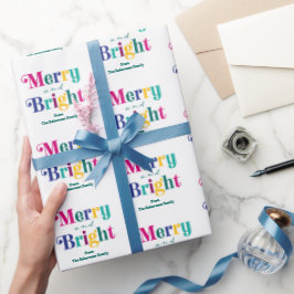 Papel De Regalo feriado personalizado de Navidades merry y brillan