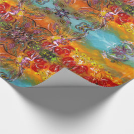 Papel De Regalo FERIAS DE FLORES ROJOS Navidades Fantasías Florale