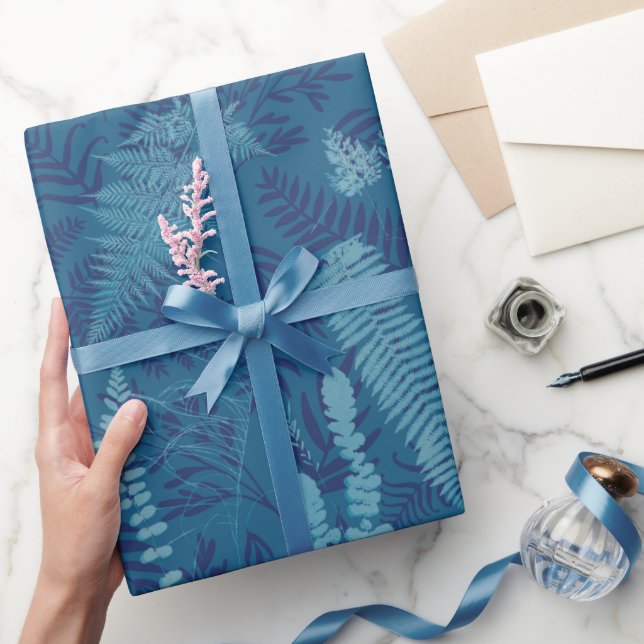 Papel De Regalo Ferns in Blue Wrapping Paper  (Regalar)