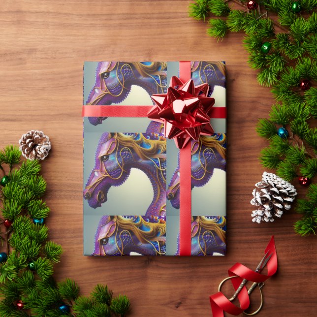 Papel De Regalo Feroz Fractural Gems Cabeza de Caballo (Regalo de vacaciones)