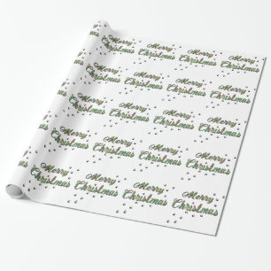 Papel De Regalo Ferry Christmas Holly and Dog Paw imprime