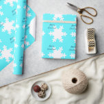 Papel De Regalo Ferry Christmas Snowflake Patterns Blue White Guay<br><div class="desc">Impreso con patrones blancos de copos de nieve en fondo azul con plantilla de texto para 'Feliz Navidad'!</div>