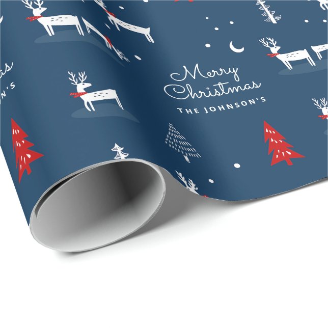 Papel De Regalo Ferry Christmas Winter Woodland Personalized Wrap (Esquina del rollo)