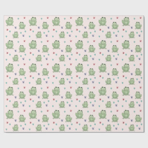 Papel De Regalo Festejo de Bebé Rana Acuarela Rosa Caprichosa