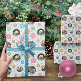 Papel De Regalo Festín de nieve de feriado colorido 3 Personalizad