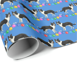 Papel De Regalo Festive Border Collies Wrapping Paper