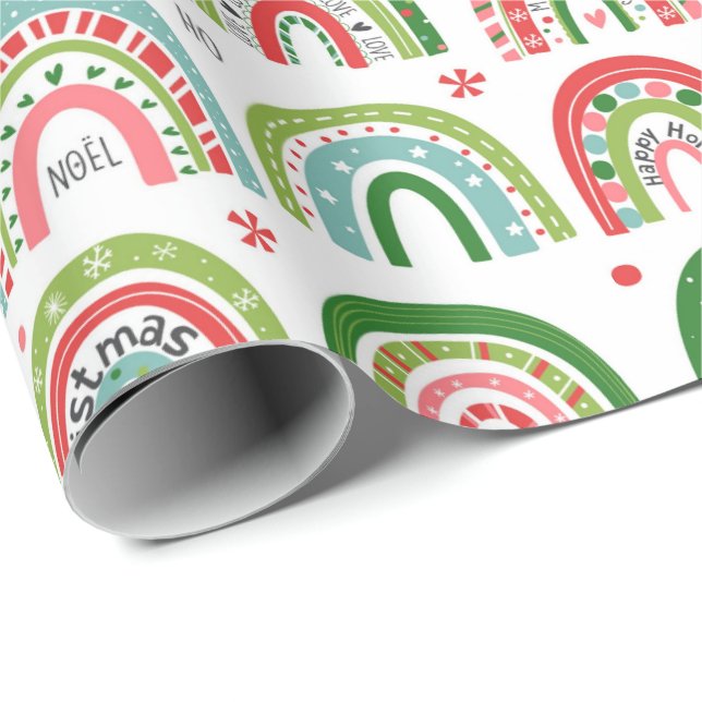 Papel De Regalo Festive Christmas Modern Rainbow Pattern (Esquina del rollo)