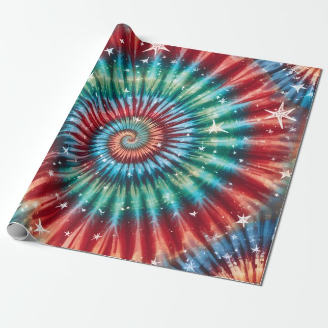 Papel De Regalo Festive Christmas Tie Dye Spiral (Desenrollado)