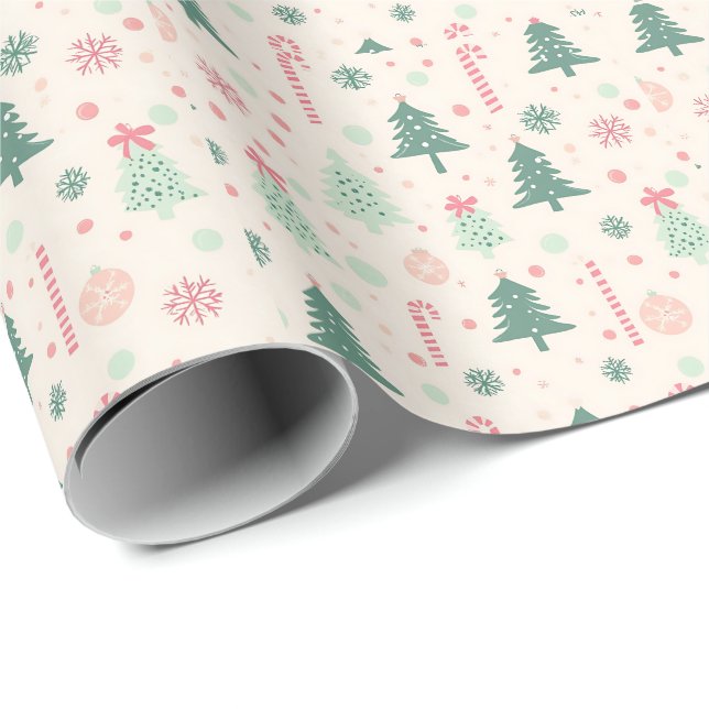 Papel De Regalo Festive Cozy Trees Holiday Christmas (Esquina del rollo)