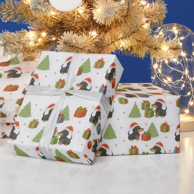 Papel De Regalo Festive Dachshund Christmas Tissue Paper — Cute  (Vacaciones)