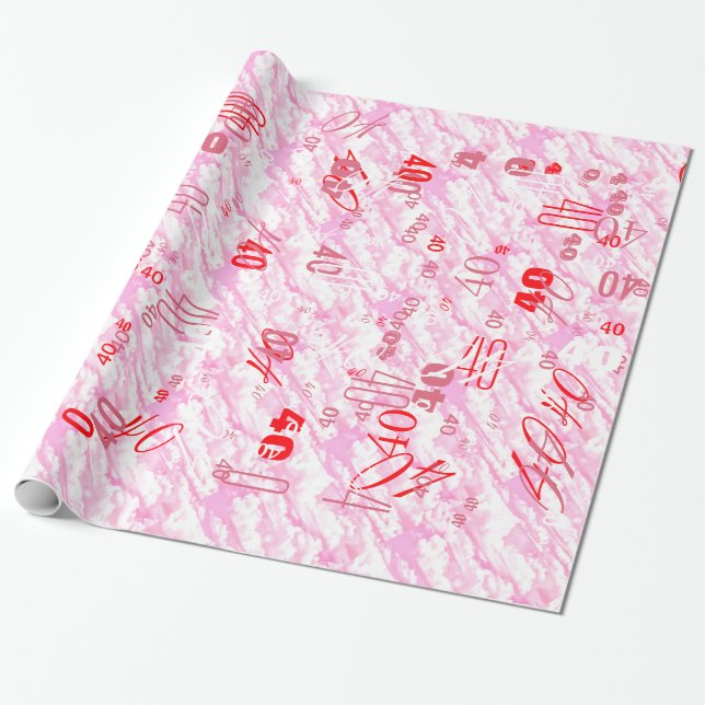 Papel De Regalo Festive Fuchsia Pink Clouds Decor (Desenrollado)