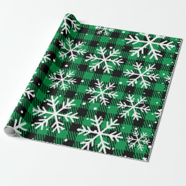 Papel De Regalo Festive Green Plaid Snowflake Buffalo Check Gift 