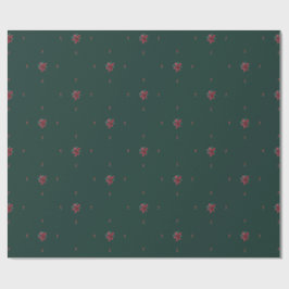 Papel De Regalo Festive Green Poinsettia Wrapping Paper