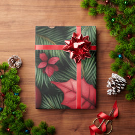 Papel De Regalo Festive Holly & Pine Christmas Wrapping Paper