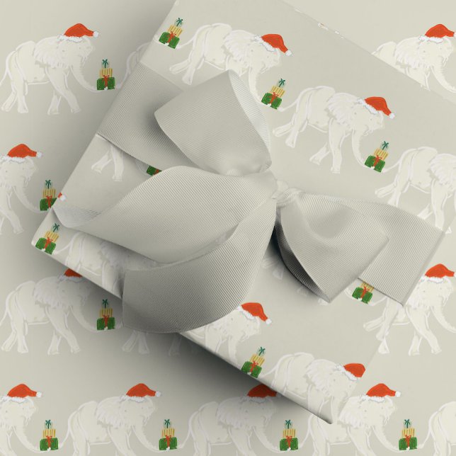 Papel De Regalo Festive White Elephant Christmas Party Illustrated (Festive White Elephant Christmas Party Illustrated Wrapping Paper)