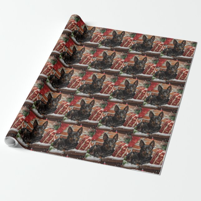 Papel De Regalo Festividad australiana de Navidades de perro Kelpi (Desenrollado)