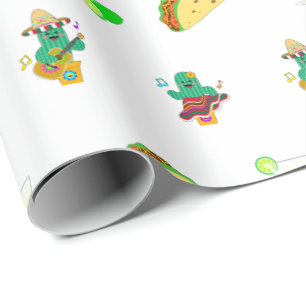 Papel De Regalo Festividad colorida Cinco de Mayo 2025 Cactus de b