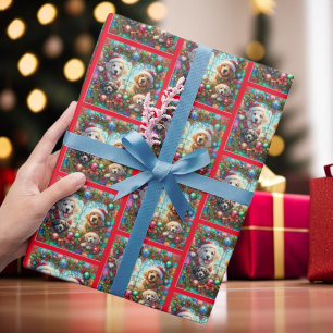 Papel De Regalo Festividad colorida Feliz Navidad Mascota Perro pa