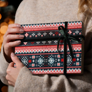 Papel De Regalo Festividad Cute Rojo Moderno Navidades feos suéter