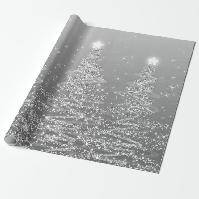 Papel De Regalo Festividad de árboles de Navidad Purpurina de plat (Desenrollado)