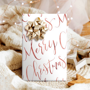 Papel De Regalo Festividad de caligrafía navideña con oro Rosa