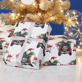 Papel De Regalo Festividad de Camión Rojo de Árbol de Navidad Retr