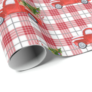Papel De Regalo Festividad de camionetas navideñas de moda de colo