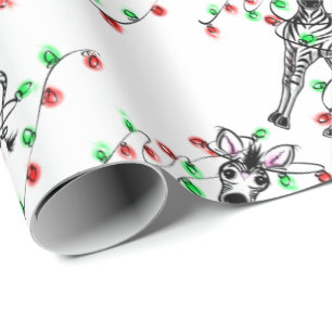 Papel De Regalo Festividad de cebra de vacaciones, luces de trineo