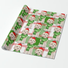 Papel De Regalo Festividad de Cockapoo de Champagne y Navidades de