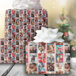 Papel De Regalo Festividad de Collage de fotos de franja de navida