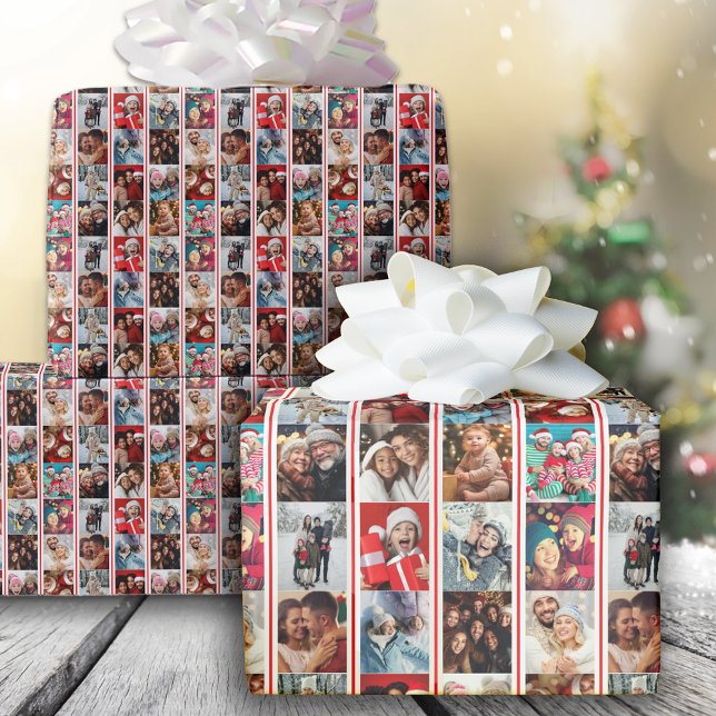 Papel De Regalo Festividad de Collage de fotos de franja de navida (Subido por el creador)