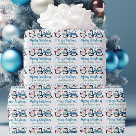 Papel De Regalo Festividad de copo de nieve pingüino personalizada