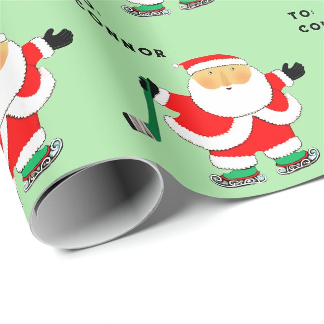 Papel De Regalo Festividad de jugador de hockey Navidades (Esquina del rollo)