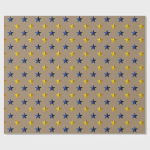 Papel De Regalo Festividad de las estrellas de oro azul de la Mari
